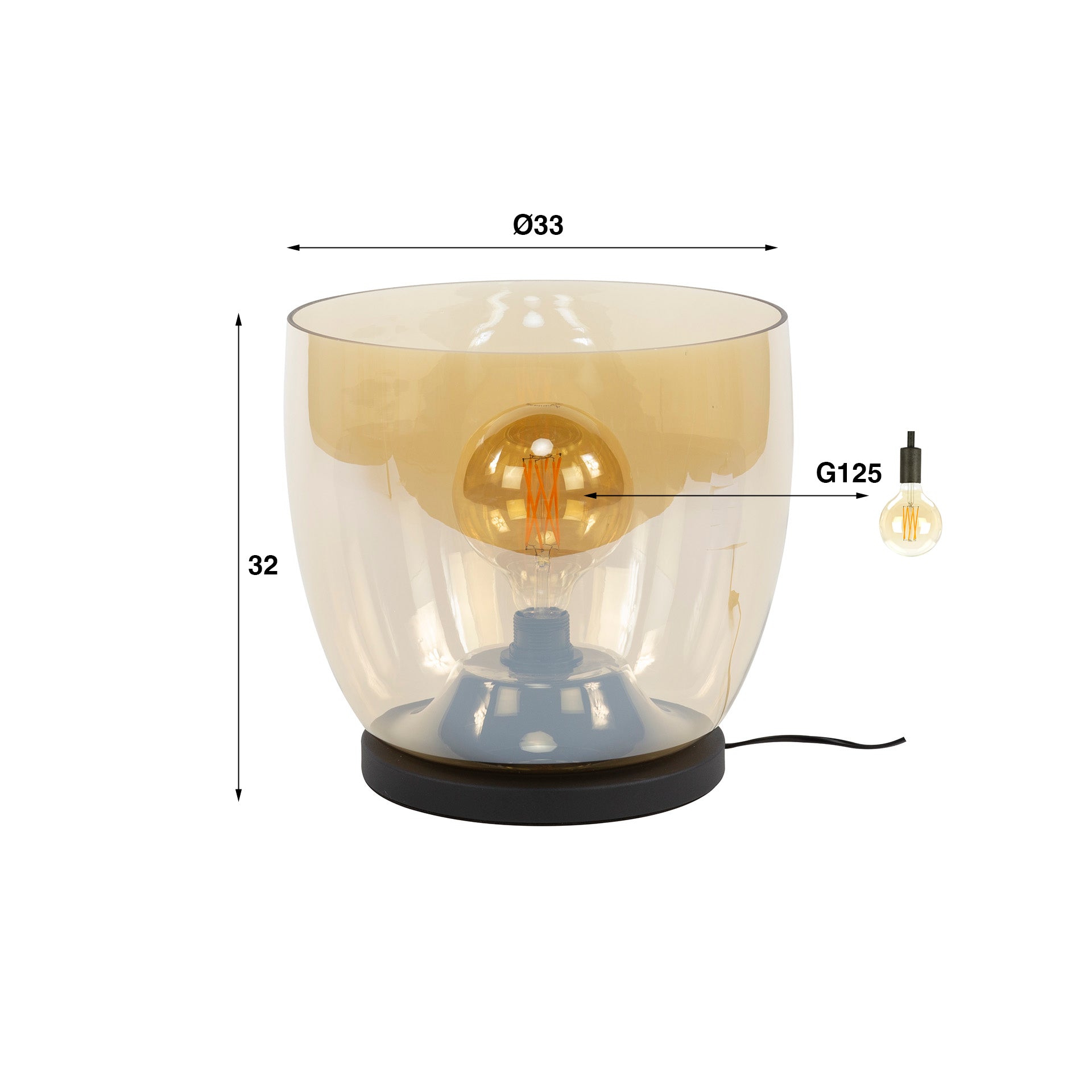 Stehleuchte Martina UP XL Glas Ø33×32×150 cm – elegante Glas-Leuchte in Amber, LED geeignet