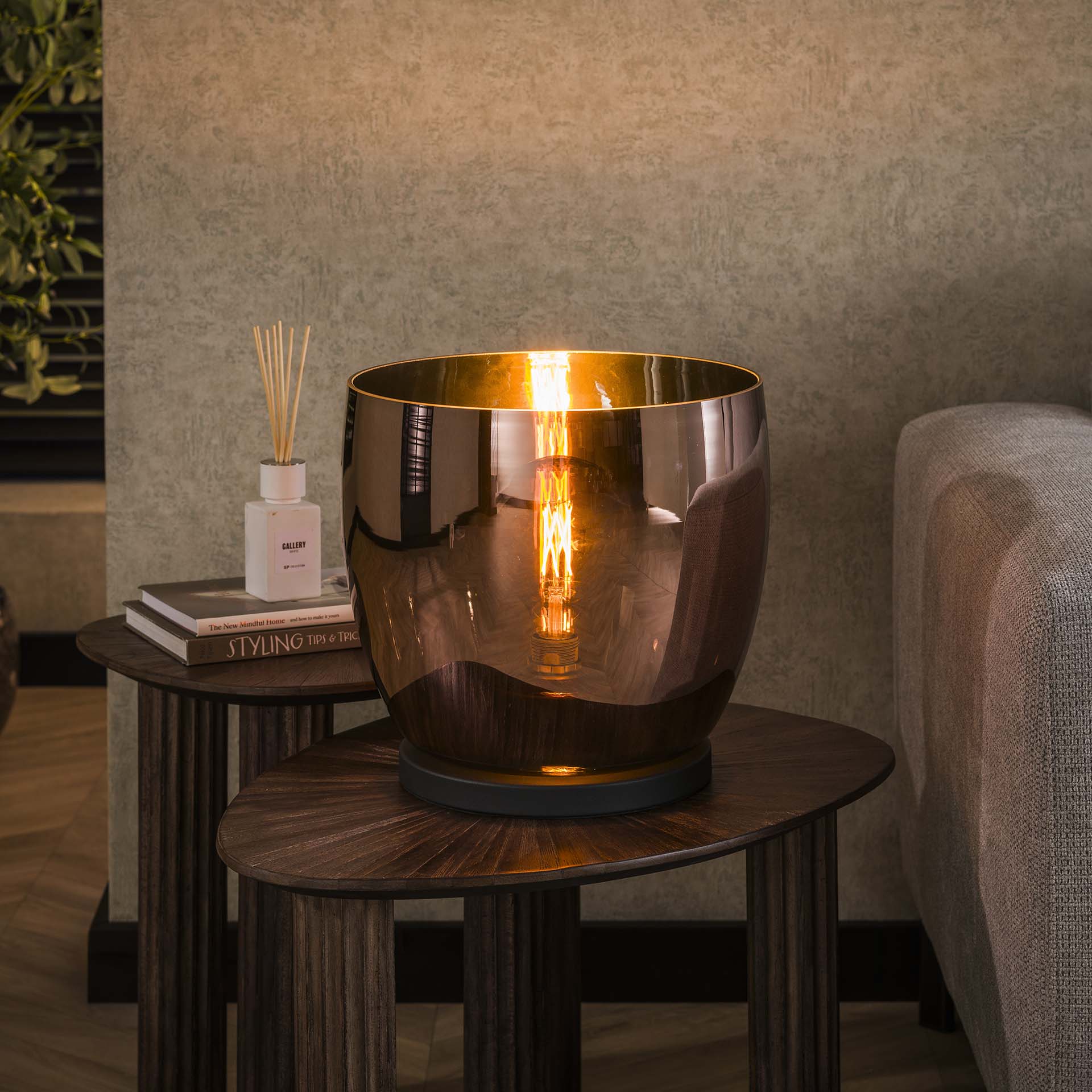 Stehleuchte Martina UP XL Glas Ø33×32×150 cm – stilvolle Glas-Leuchte in Kupfer, LED geeignet