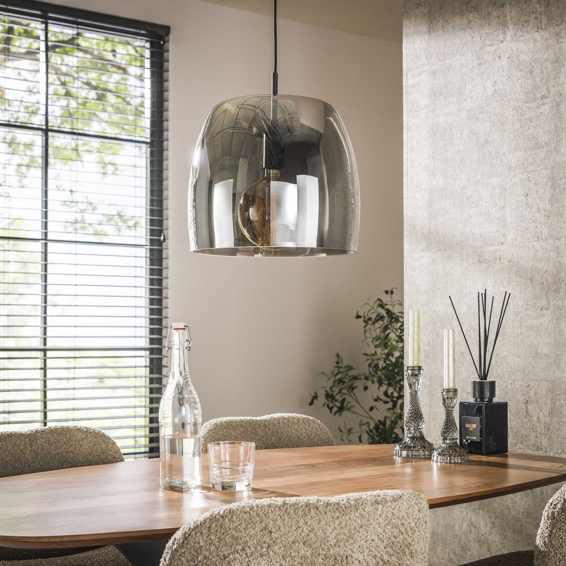 Hängeleuchte Martina Drift Glas Smoke Grey Ø35×150 cm – elegante Glas-Leuchte, höhenverstellbar, LED geeignet