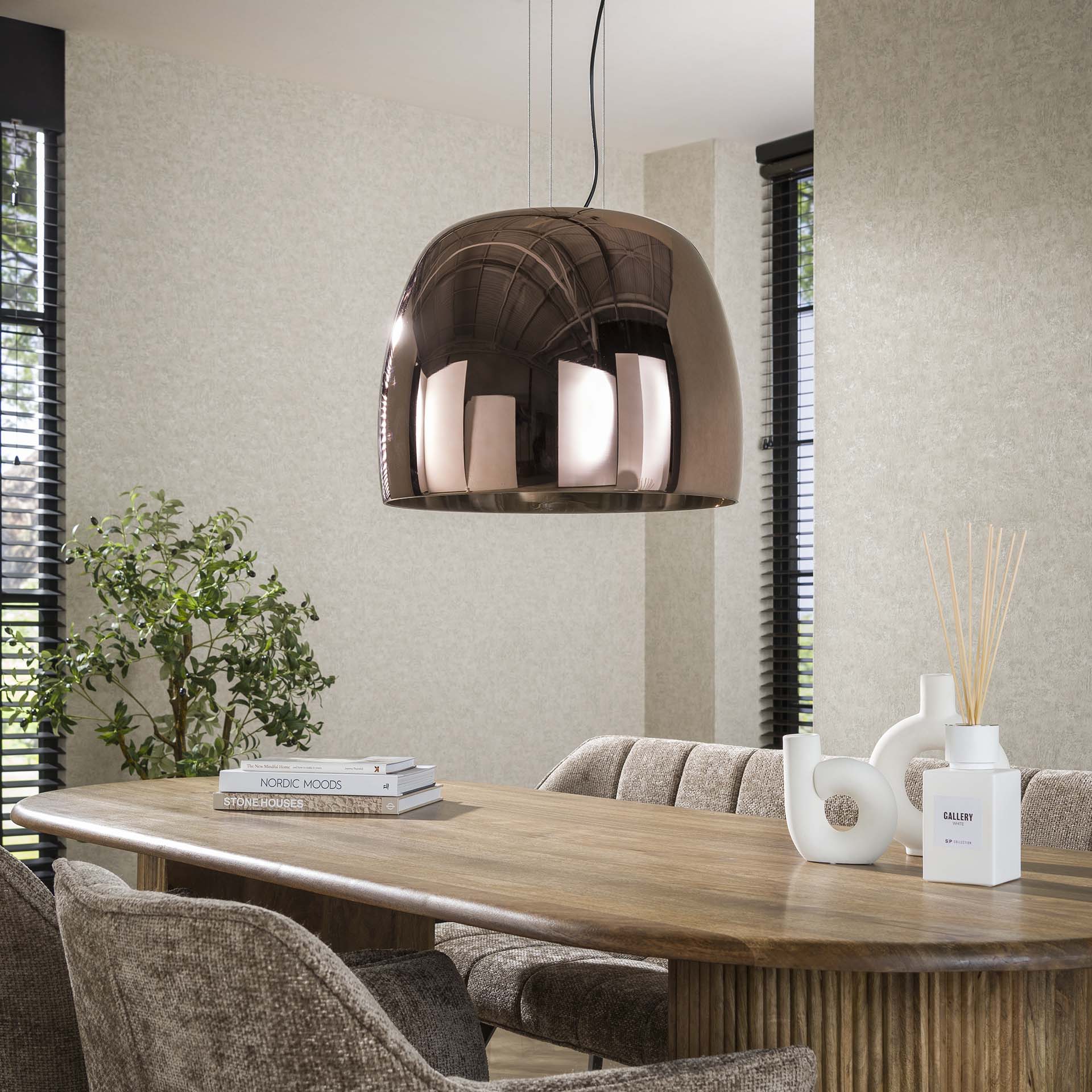 Hängeleuchte Martina Kupfer Glas Drift XL Ø48×38×150 cm – elegante Glas-Leuchte, höhenverstellbar, LED geeignet