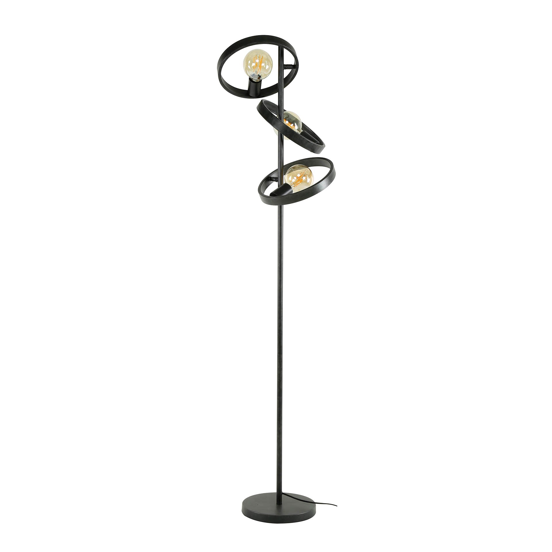 Stehleuchte Leggero 3-flammig 40x40x155 cm – moderne schwarze Metall-Leuchte mit Ø26 cm Schirmen, E27 LED geeignet