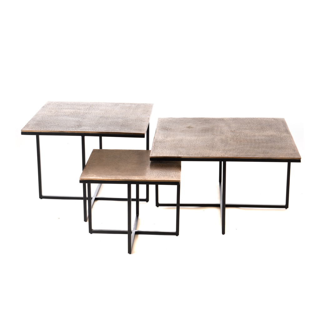 Couchtisch Ziva 90x90x23 cm – Aluminium in Gold mit einzigartigen Design-Beinen