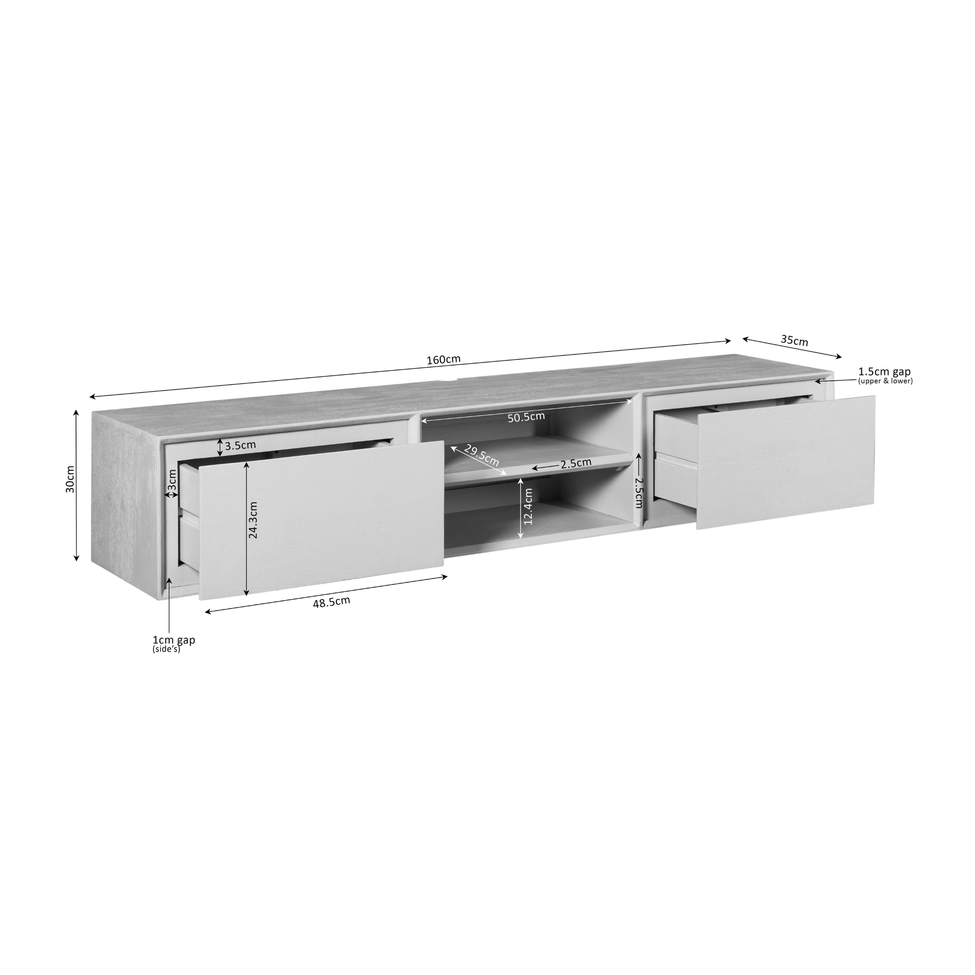 Schwebendes TV-Möbel Ambiance Braun| 160 cm