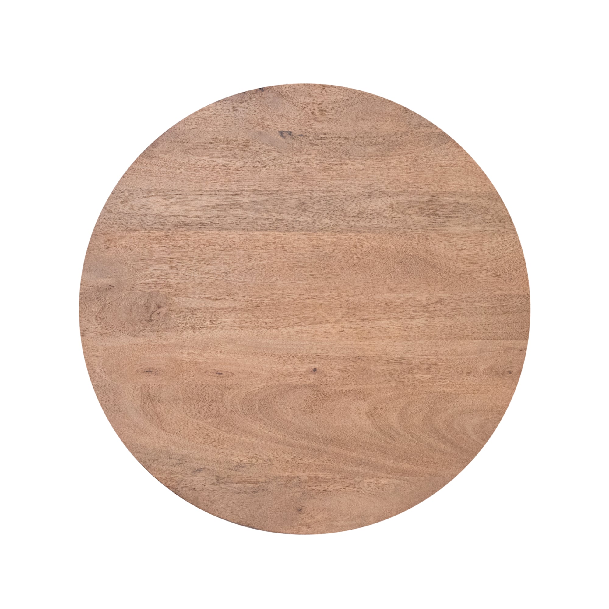 Couchtisch Sole Natur – Runder Wohnzimmertisch aus Mangoholz mit Lamellengestell, 80 x 80 x 38 cm, moderner Couchtisch