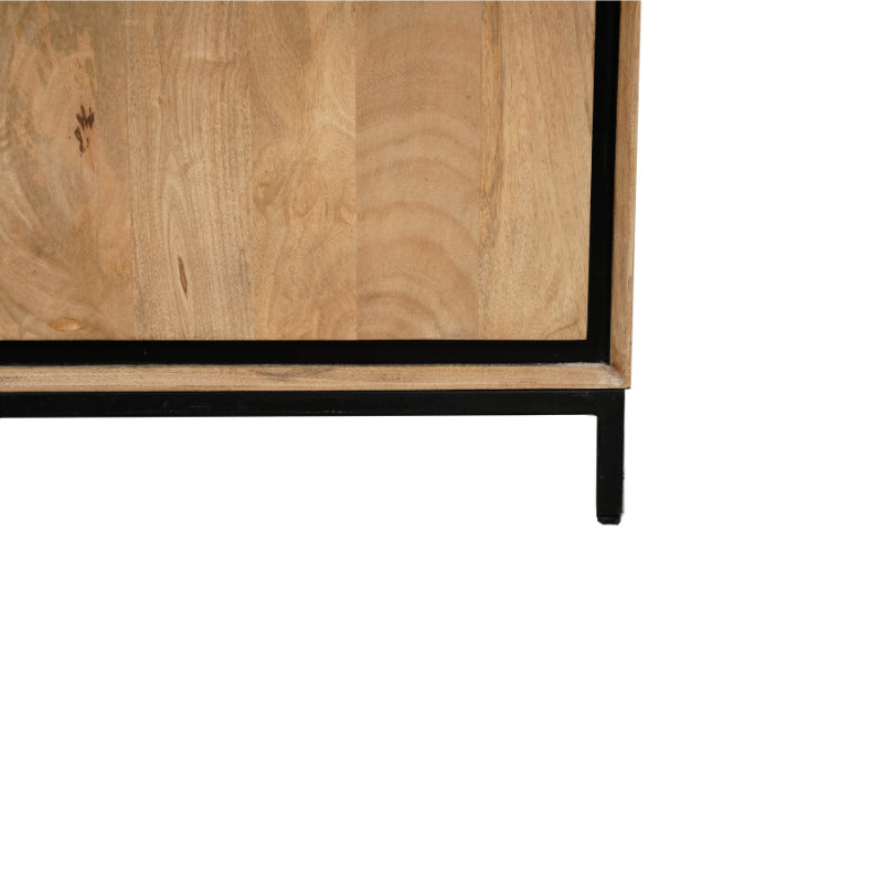 Sideboard Rois 210x45x85 cm – Mangoholz Kommode mit Metallrahmen, 3 Türen & 3 Schubladen