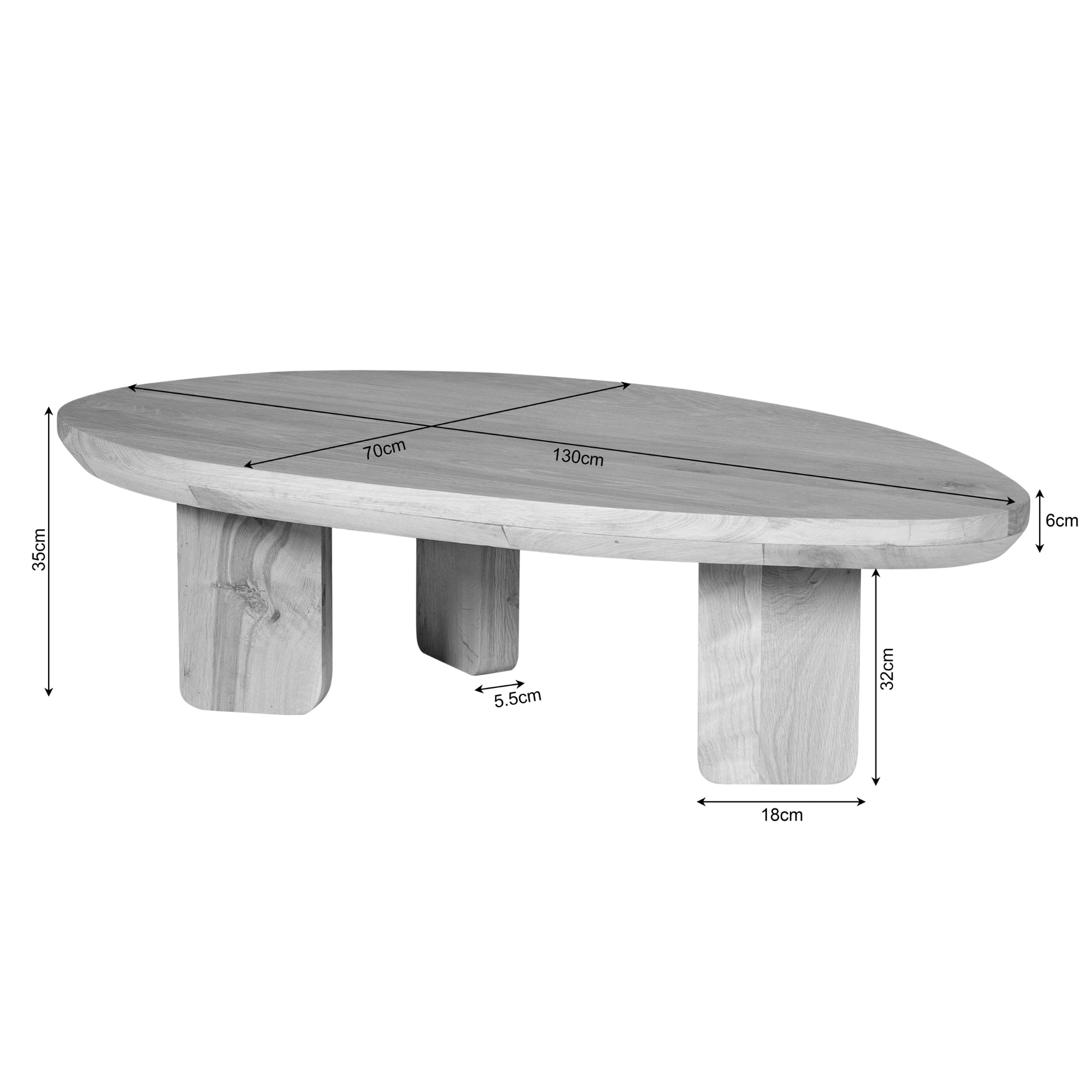 Couchtisch Zillah | 130 cm | Eichenbraun