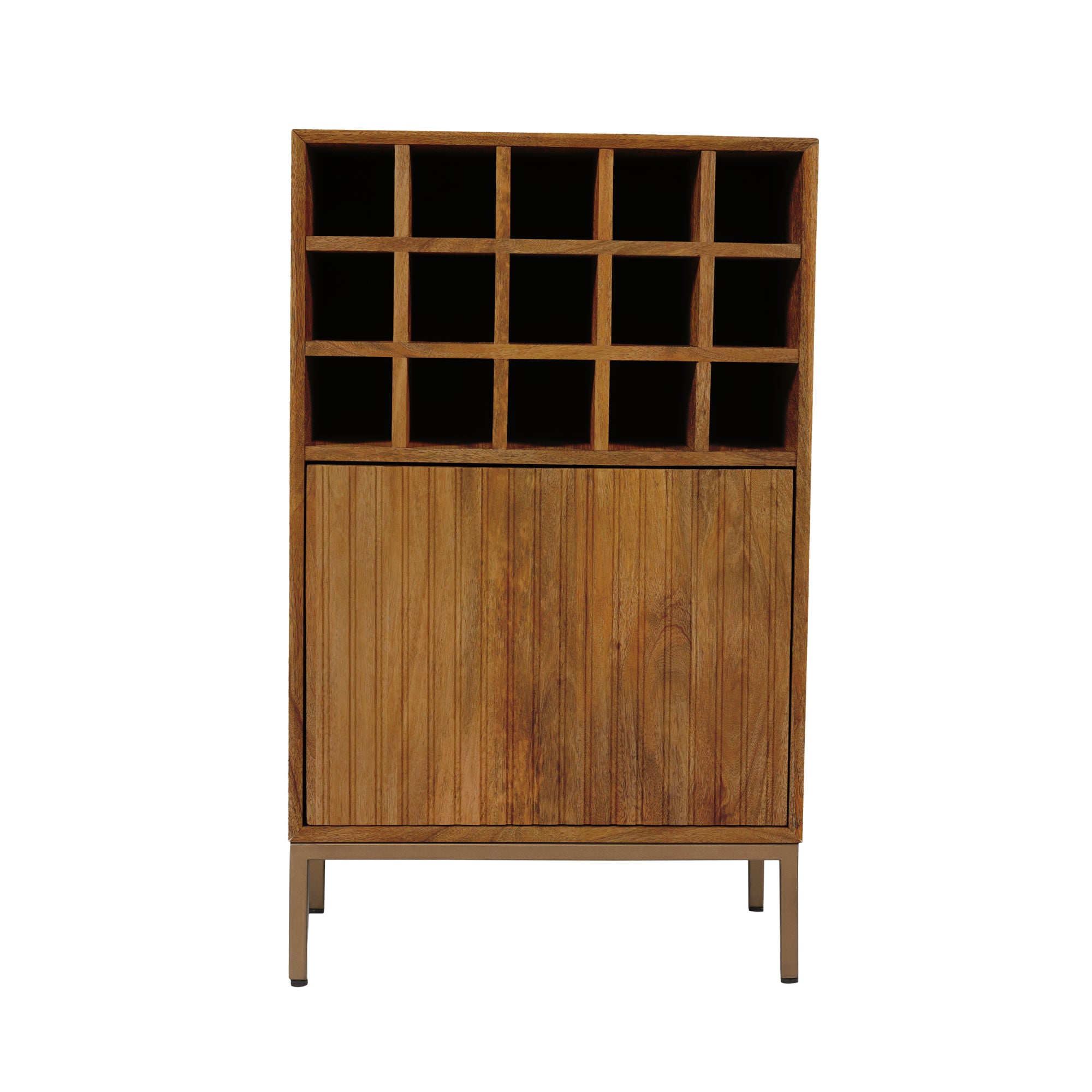 TV-Board Mandy 165x45x55 cm – Lowboard aus Mangoholz Natur mit 4 Türen & Push-to-Open-System