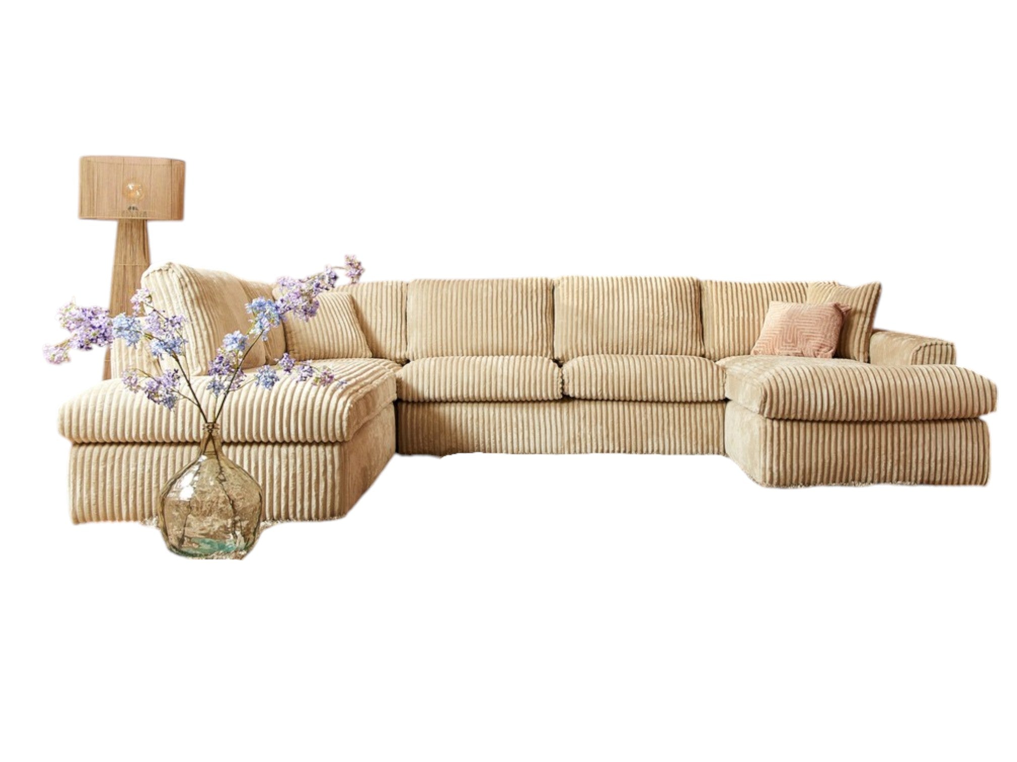 MeinLieblingsplatz Teddy U-Sofa, Beige, 372 x 199 x 87 cm