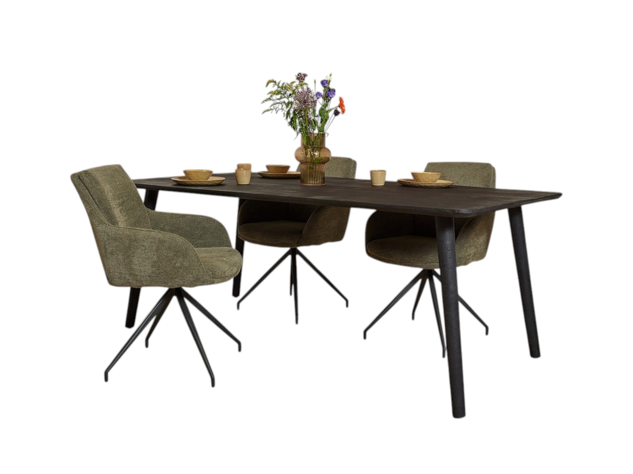 Esstisch Raven Schwarz – massives Mangoholz, Rechteckig 200 x 100 x 76 cm