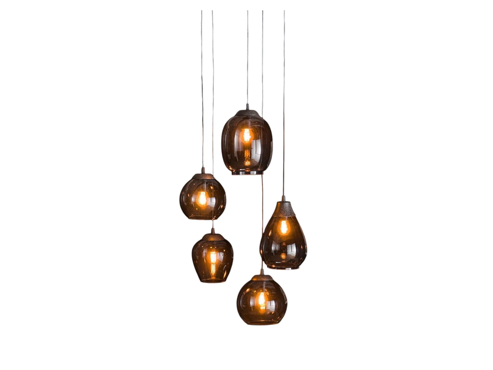 Hängeleuchte Ambero 4+3L 45×45×150 cm – moderne Glas-Leuchte, höhenverstellbar