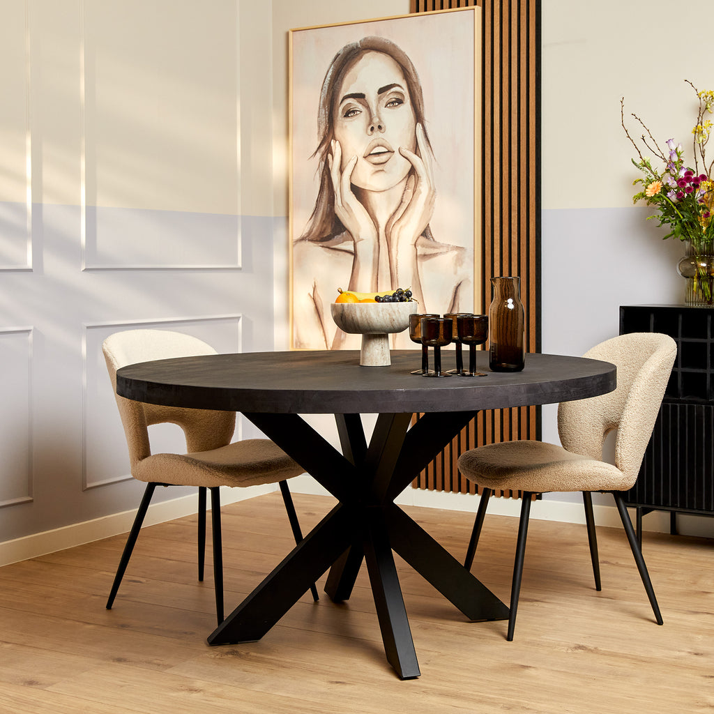 Esstisch Delta Schwarz – Massives Mangoholz in Rund Ø120 cm