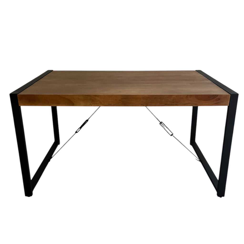 Esstisch Bori – Mangoholz Tisch mit Metallgestell, 160×75×80 cm, warme Oberfläche & U-förmige Beine in Schwarz