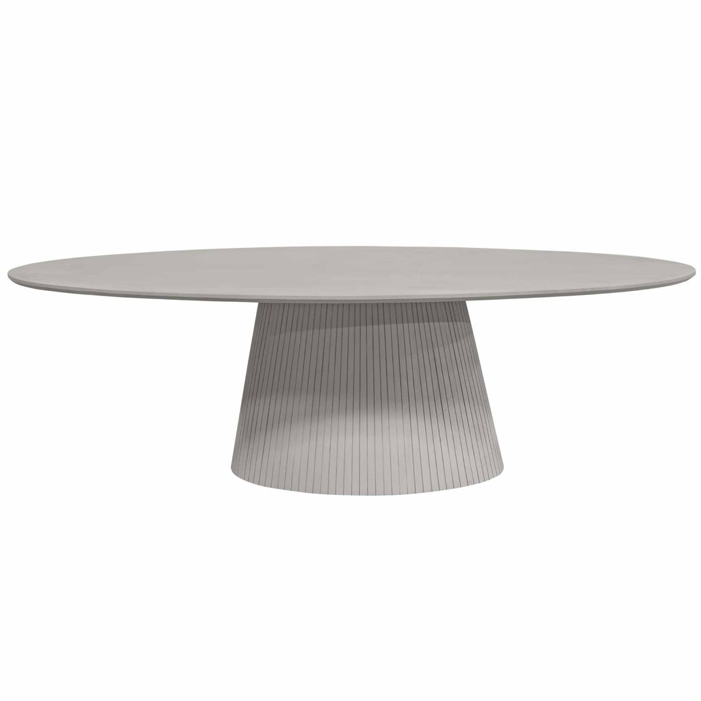 Esszimmertisch Sole Taupe 210x110x76 cm – ovaler Mangoholz Tisch mit Lamellenfuß, modern & zeitlos