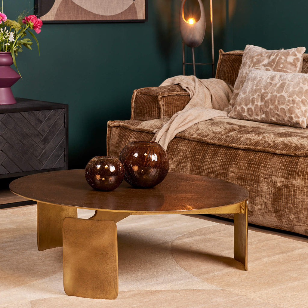 Couchtisch Darwin Rund Gold – Aluminium Tisch 90×90×28 cm mit luxuriösem goldenem Finish