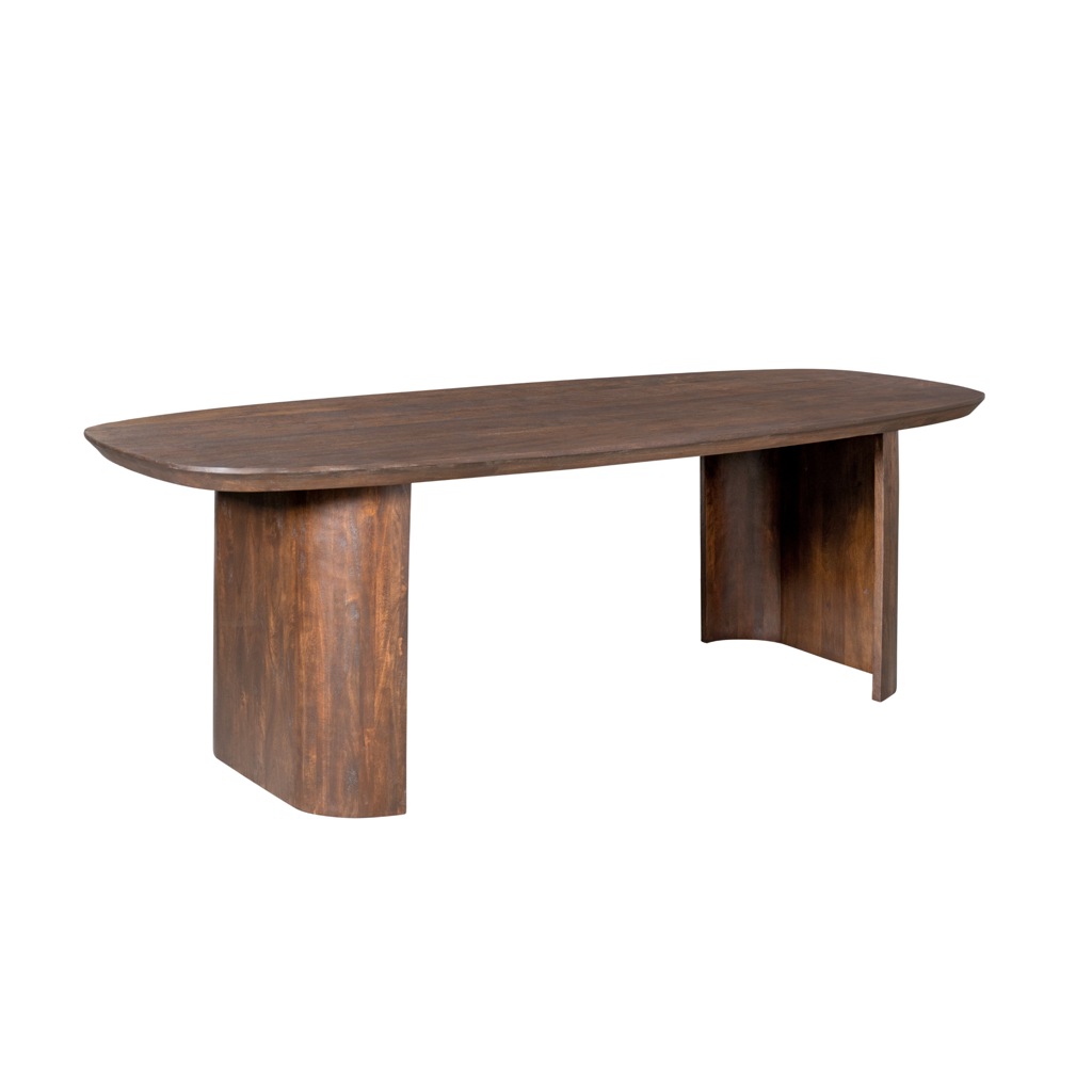 Esstisch Lunero Braun – Massives Mangoholz, Oval 300 x 100 x 76 cm