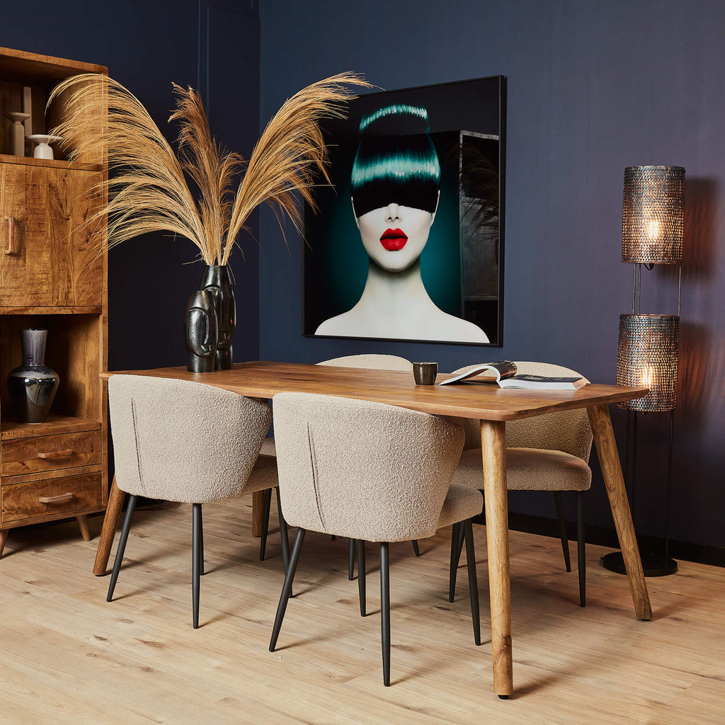 Esstisch Raven 200x100x76 cm – Massives Mangoholz mit charaktervoller Maserung & modernem Design