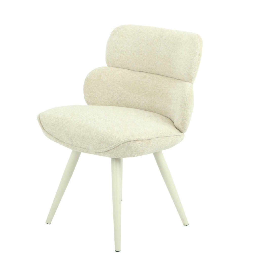 Esszimmerstuhl Abby Beige – moderner Stoffstuhl mit abgerundeter Lehne & hellen Beinen
