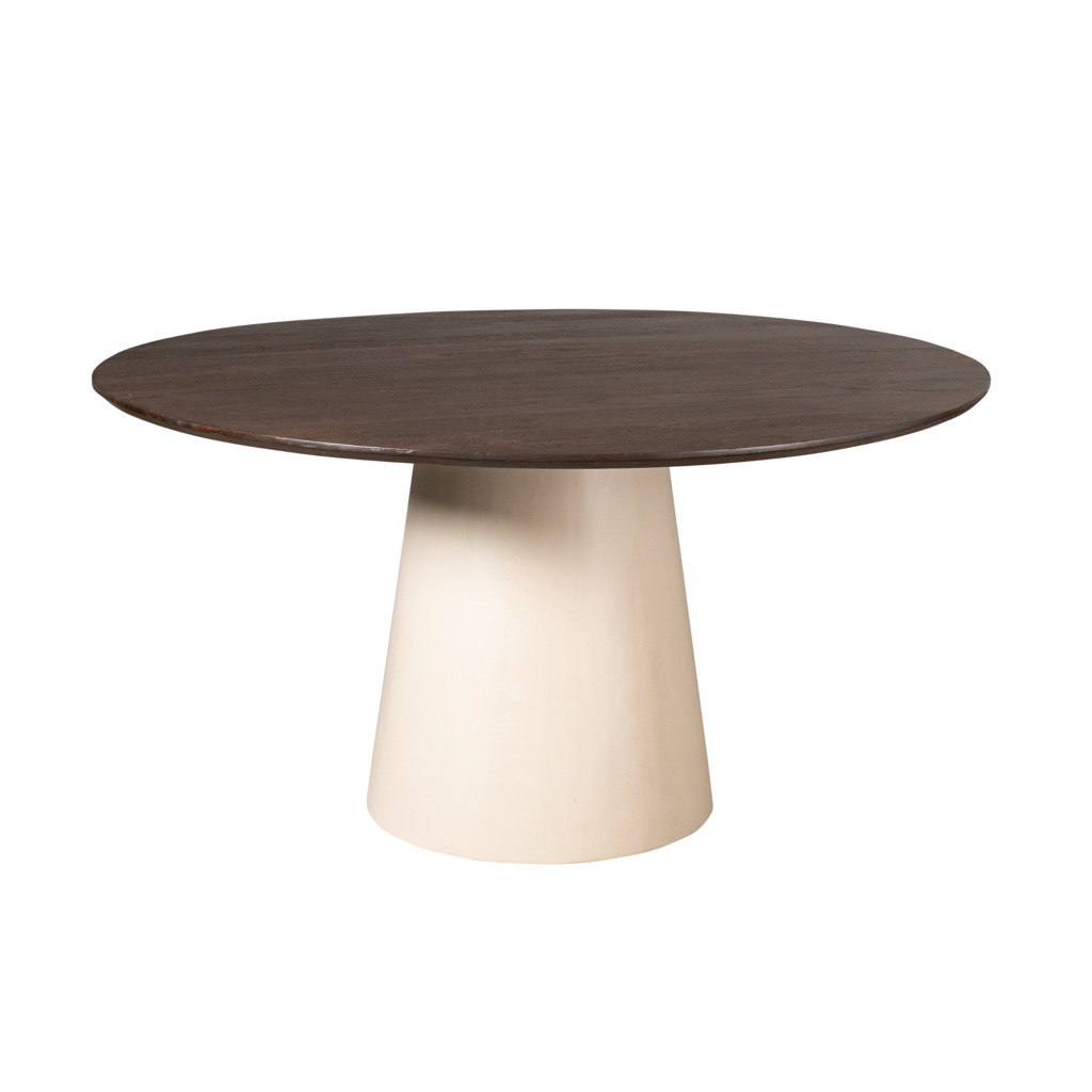 Esstisch Mandy–massives Mangoholz in Braun und Sandfarben, Rund 150 cm