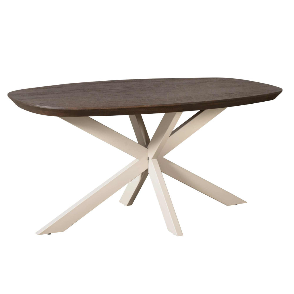 Esstisch Mandy Braun–Massivholz Mango Oval mit Sandfinish, 160x90cm