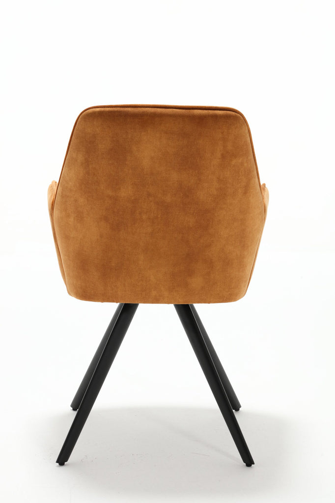 Esszimmerstuhl Oli Gold – Samt & schwarze Metallbeine, 60×65×89 cm, stilvoller Polsterstuhl mit Armlehnen