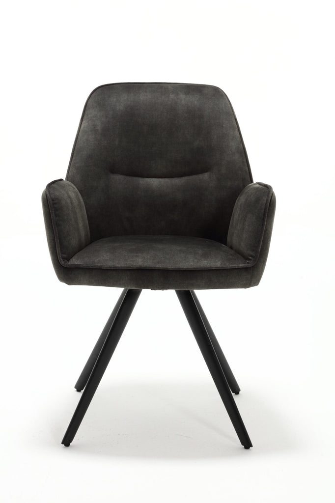 Esszimmerstuhl Oli Jägergrün – Samt & schwarze Metallbeine, 60×65×89 cm, eleganter Polsterstuhl mit Armlehnen