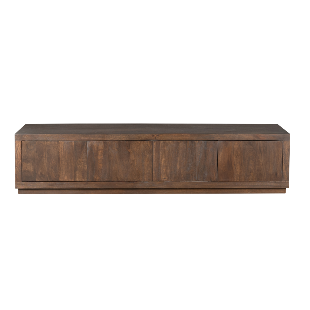 TV Board Bali Braun 200x45x46 cm – modernes Mangoholz Lowboard mit Push-to-Open Türen