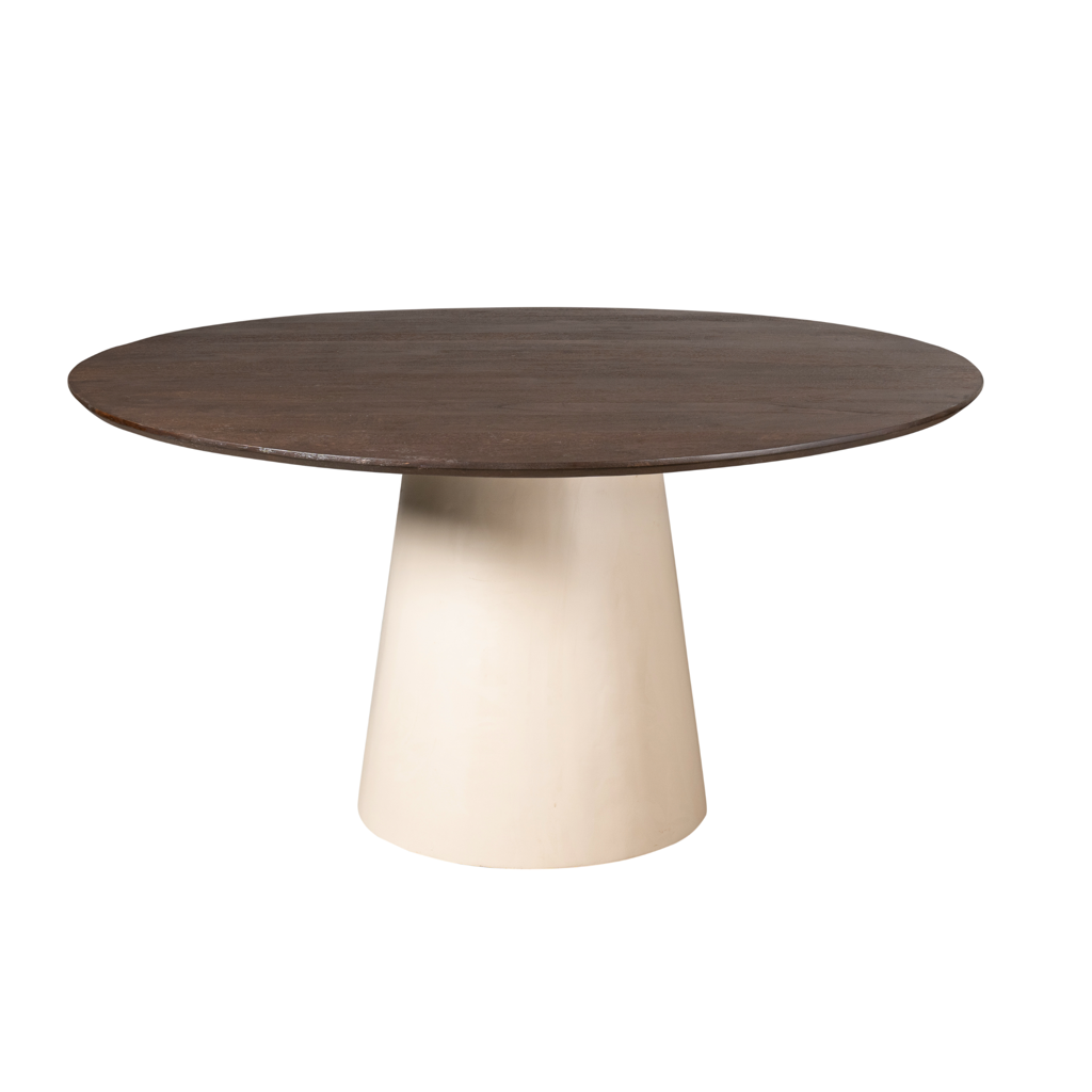Esstisch Mandy–massives Mangoholz in Braun und Sandfarben, Rund 150 cm