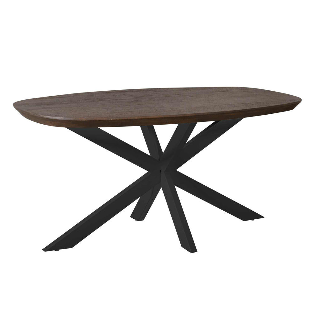 Esstisch Mandy Braun 160x90x76 cm – oval, modern & pflegeleicht – elegante Tischplatte & schwarzes Metallgestell
