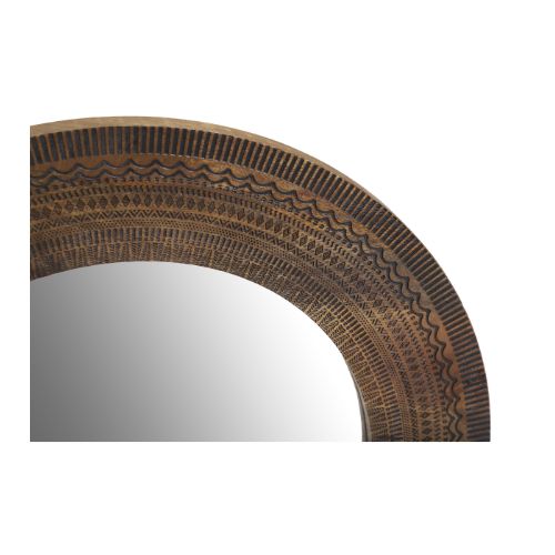 Spiegel Lumo 75×75 cm – Wandspiegel aus Mangoholz mit kunstvollen Holzschnitzereien, quadratisch & handgefertigt