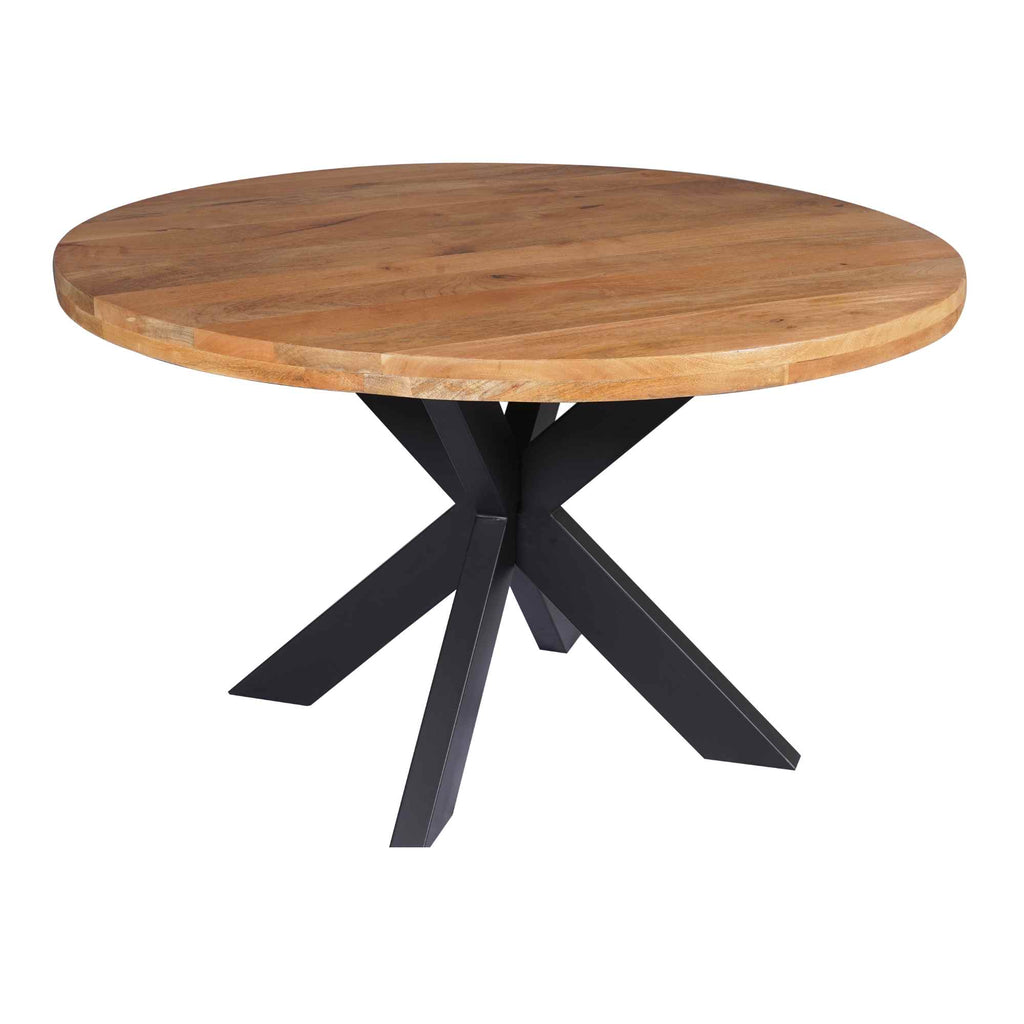 Esstisch Delta Ø130 cm Natur, massives Mangoholz mit Matrix-Gestell