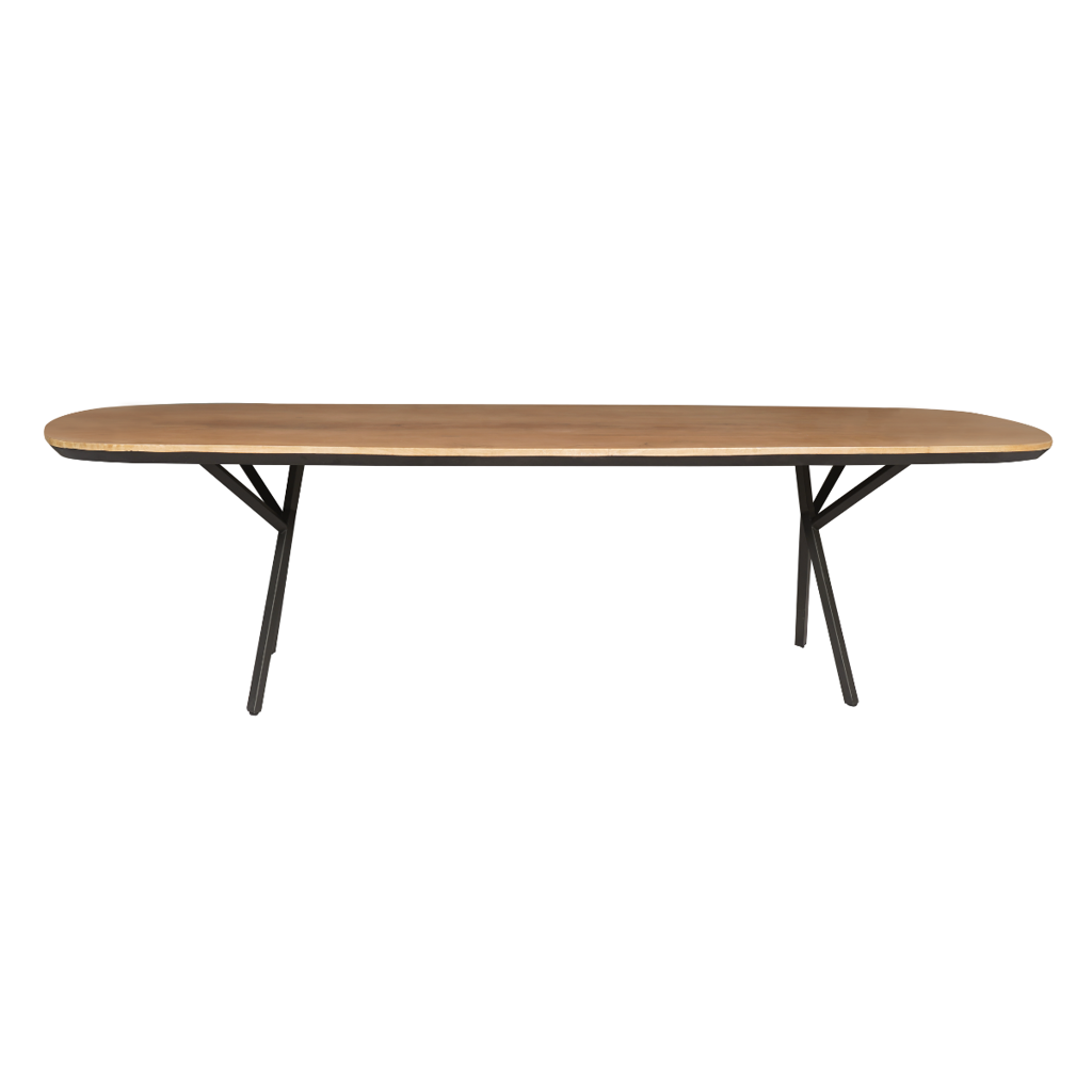 Esstisch Rois Natur– Massiver Holztisch aus Mangoholz, Oval 240x100 cm