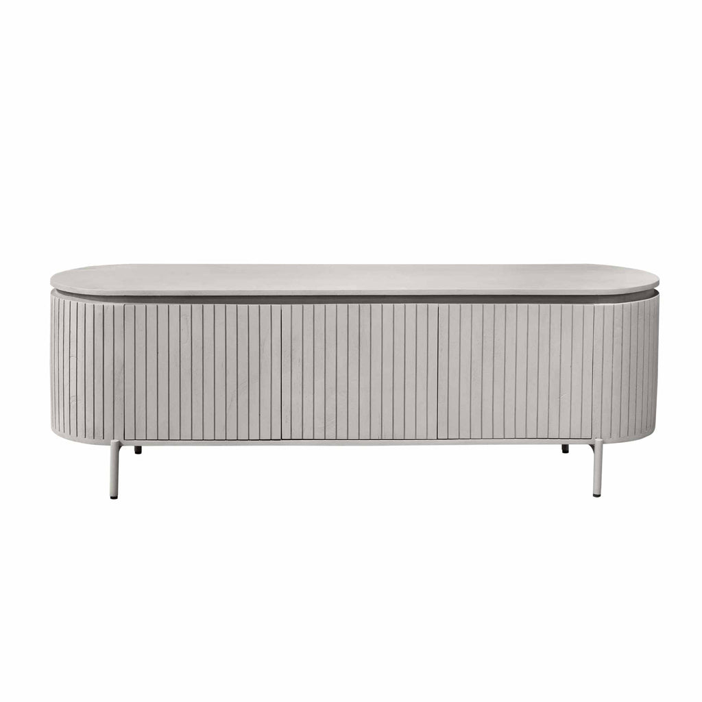 TV Board Sole Taupe 165x45x55 cm – stilvolles Lowboard mit Lattenmuster & 3 Türen