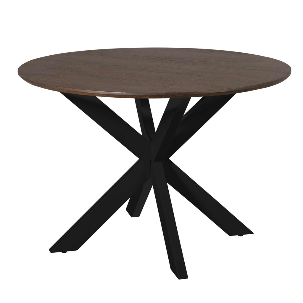 Esstisch Mandy Braun – Massives Mangoholz in Rund Ø110 cm