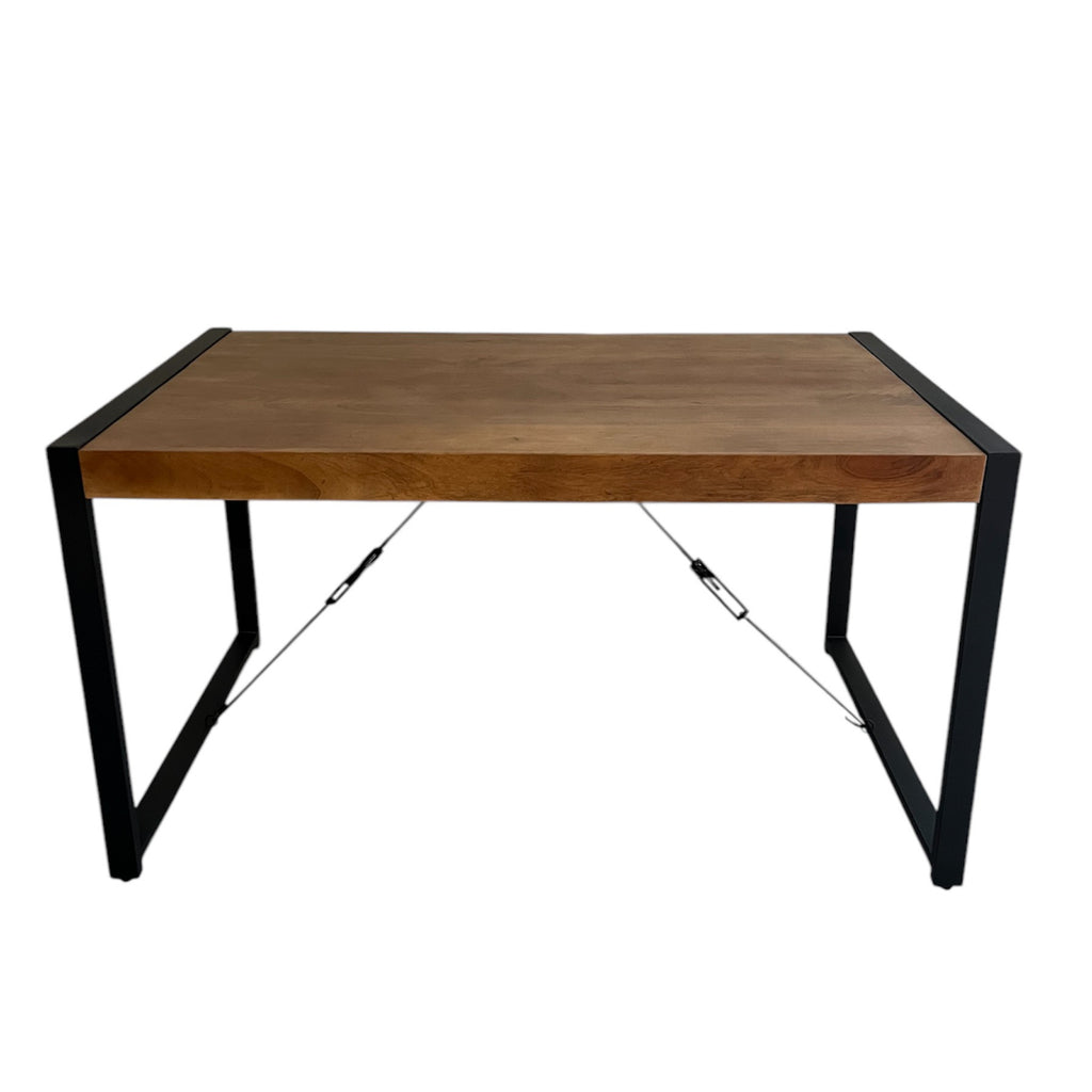 Esstisch Bori – Mangoholz Tisch mit Metallgestell, 160×75×80 cm, warme Oberfläche & U-förmige Beine in Schwarz