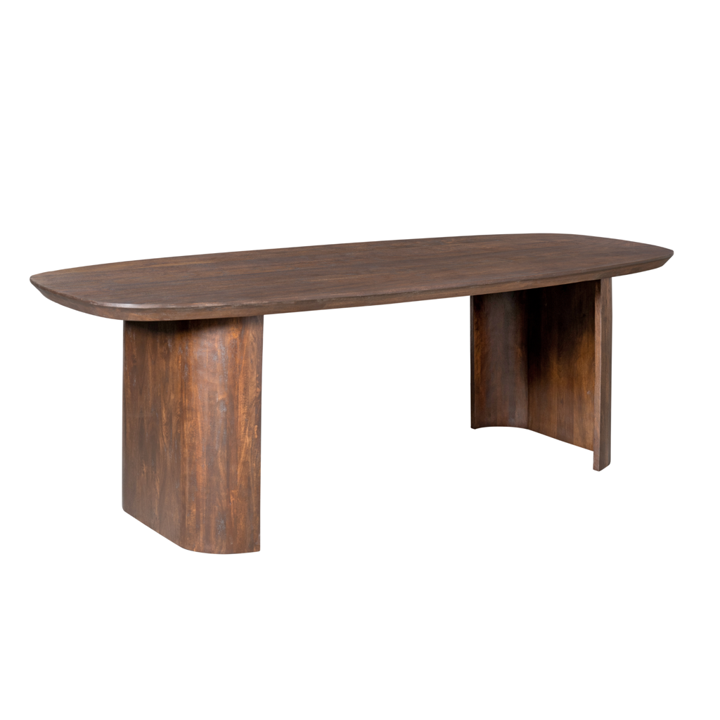Esstisch Lunero Braun – Massives Mangoholz, Oval 200 x 100 x 76 cm