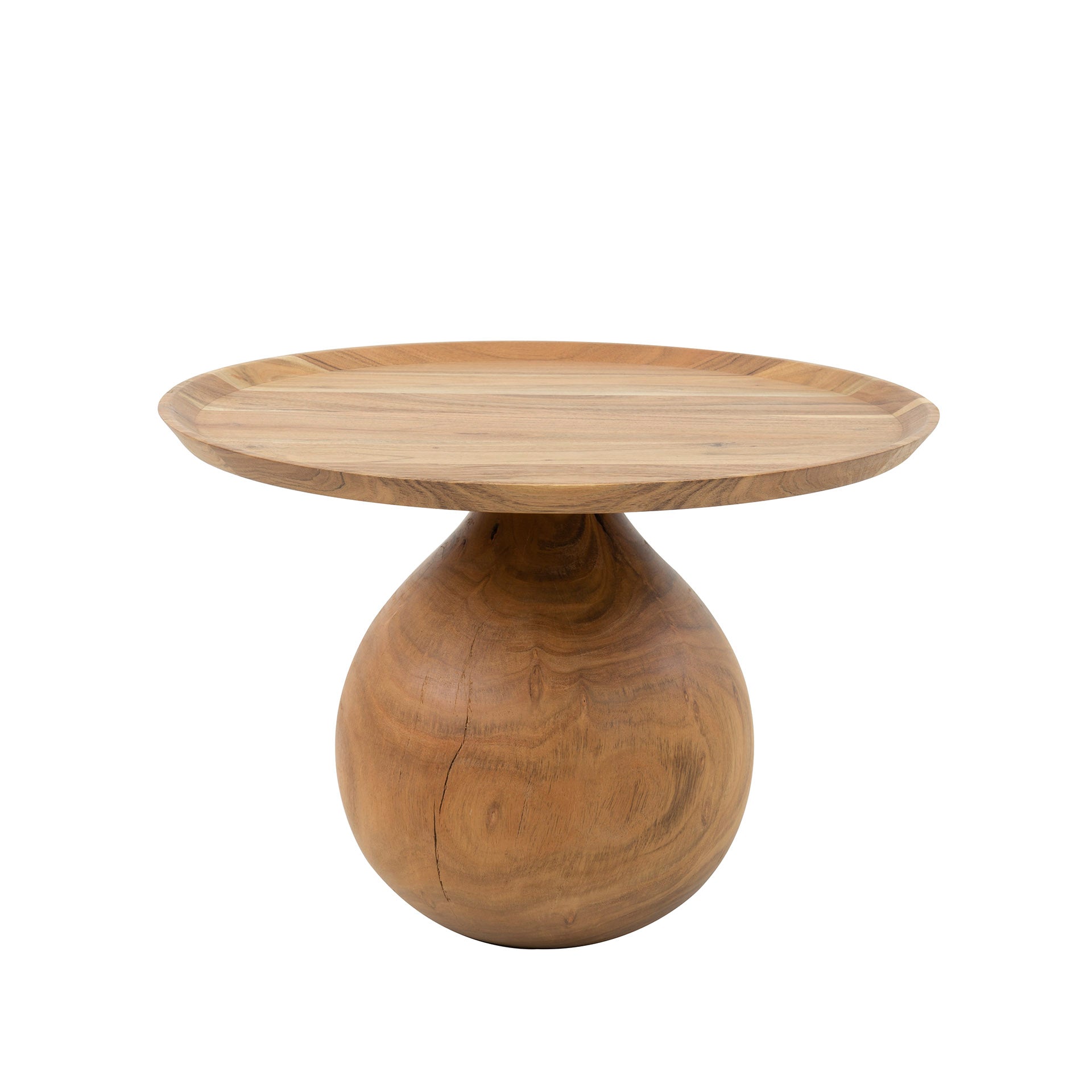 Couchtisch Giro Ø60x41 cm – massiver Akazienholz-Tisch mit rundem Fuß & erhöhter Tischkante