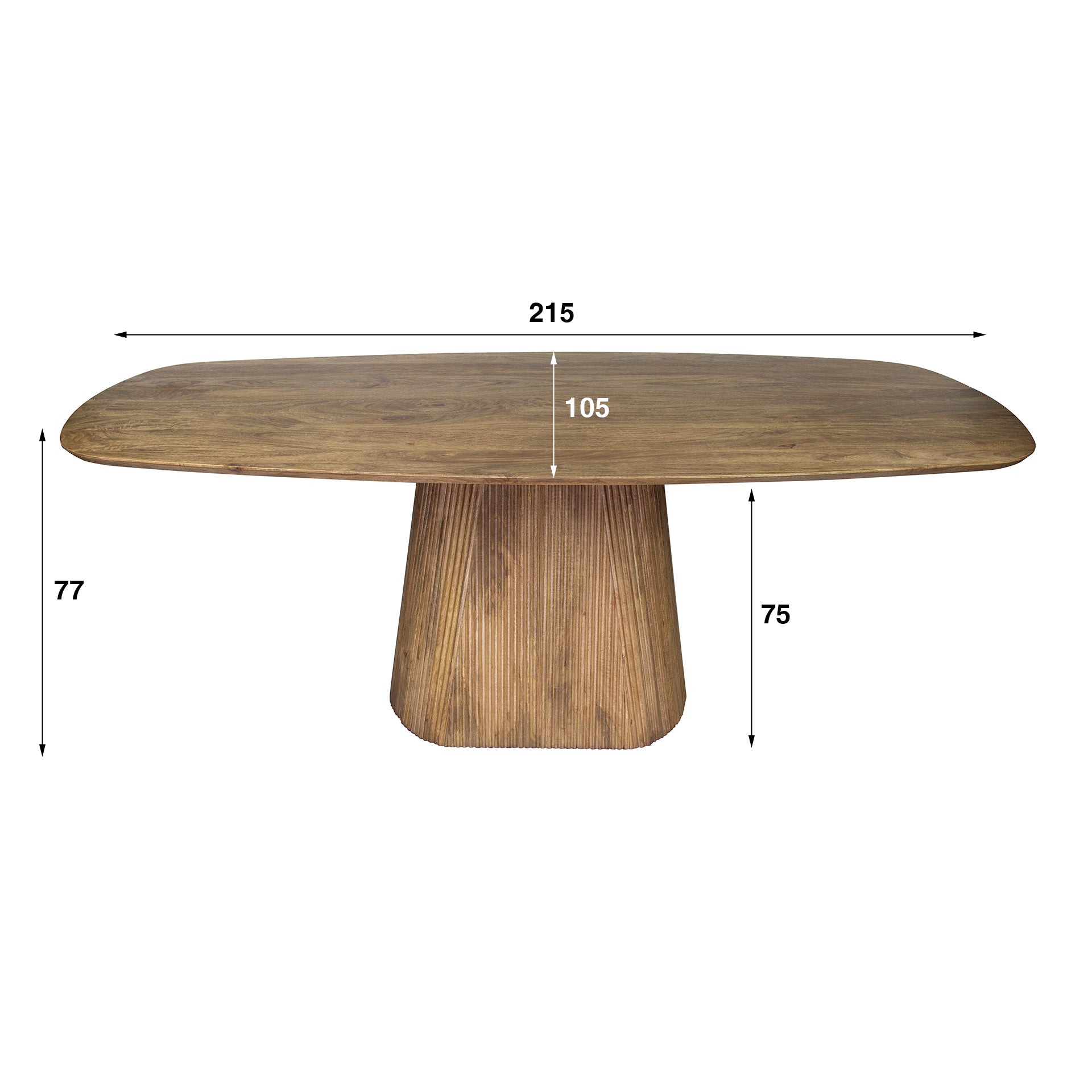 Esstisch Nuvino Centro 215x105x77 cm – sandfarbenes Mangoholz mit Wellenfuß für 6–8 Personen