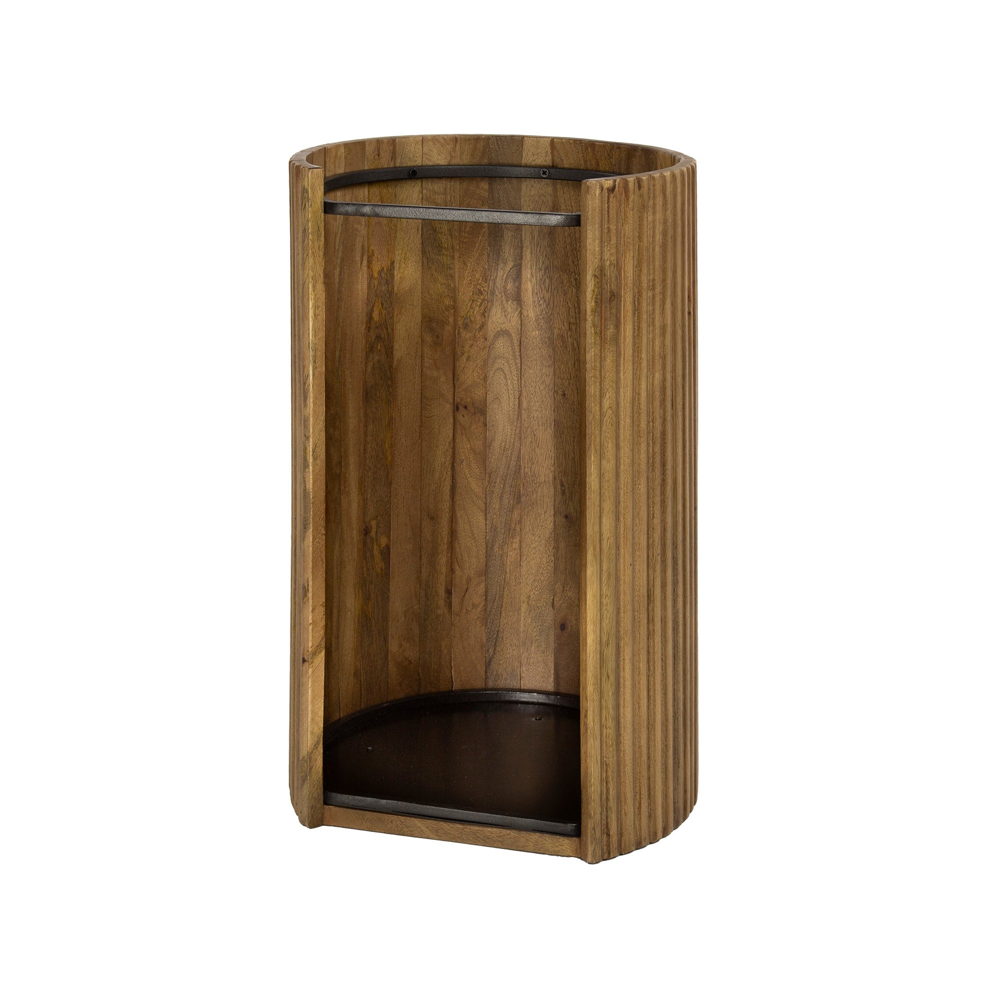 Schirmständer Nuvino – Mangoholz Sand mit Wellenmuster & Metallrahmen, 33 x 28 x 50 cm