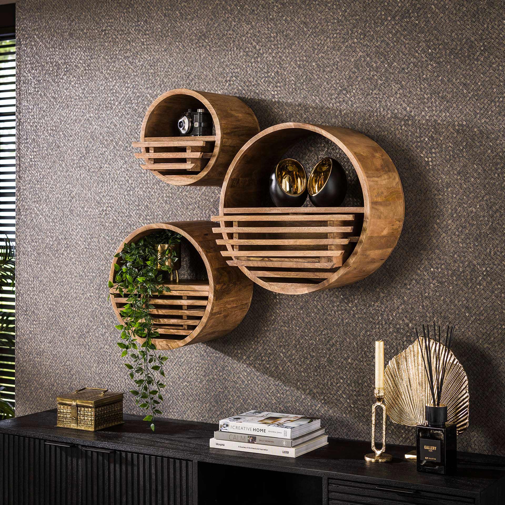 Regal – Prisma Noir – Massivholz Mango Sandfarbe