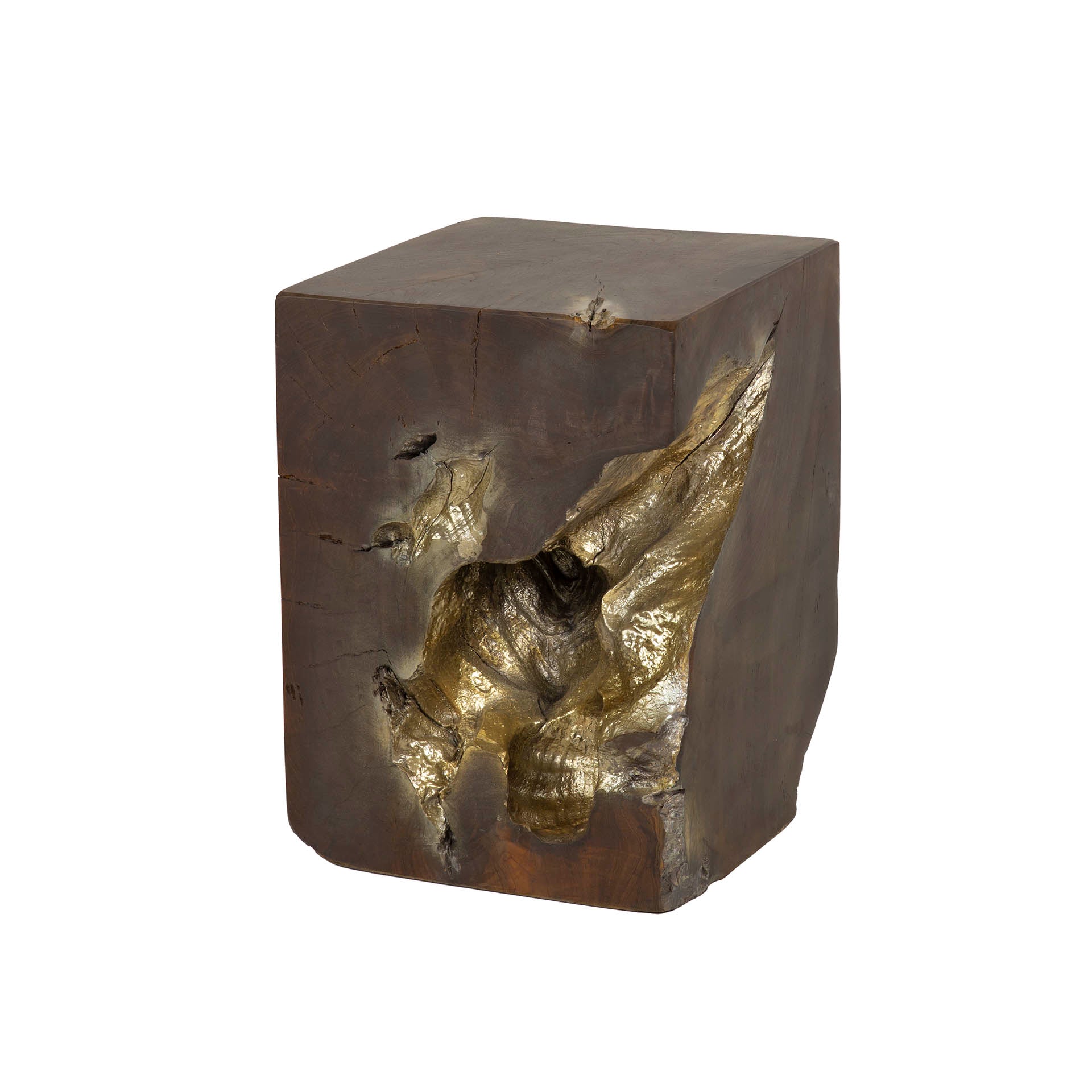 Beistelltisch quadratisch Grau und Gold / Grau