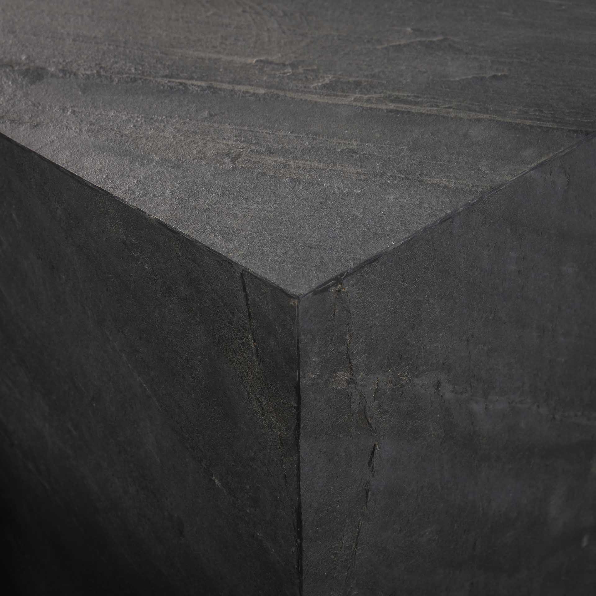 Couchtisch Ardaro – 2er-Set mit Schieferoberfläche & Akazienholz-Sockel, 58 x 58 x 40 cm