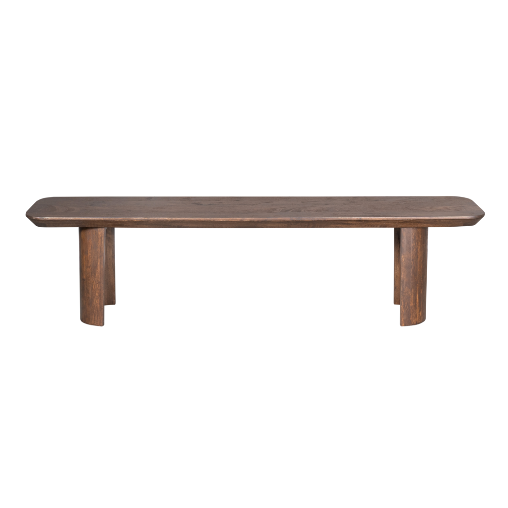 Esszimmerbank Lunero Braun – Sitzbank aus massivem Mangoholz mit halbrunden Beinen, 180 x 38 x 45 cm