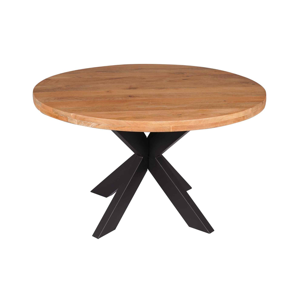 Esstisch Delta Ø130 cm Natur, massives Mangoholz mit Matrix-Gestell