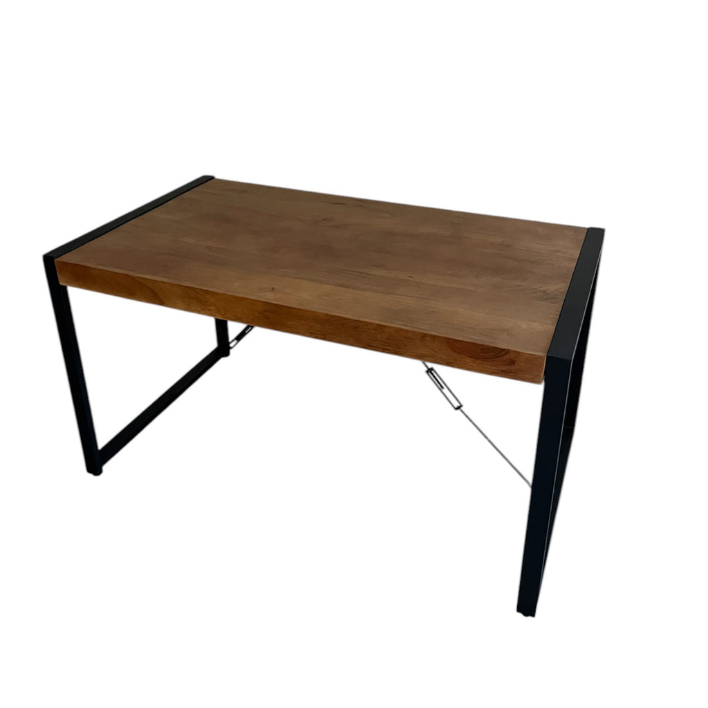Esstisch Bori – Mangoholz Tisch mit Metallgestell, 160×75×80 cm, warme Oberfläche & U-förmige Beine in Schwarz