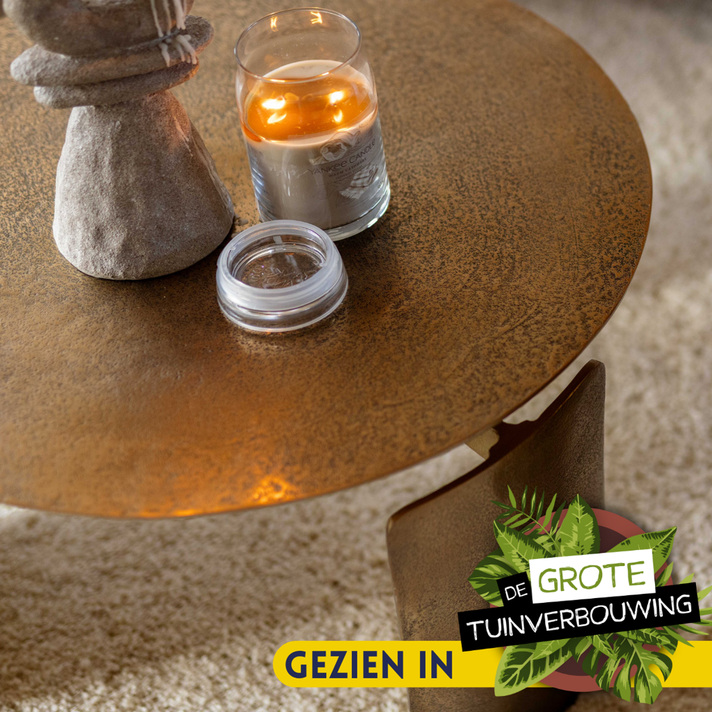 Couchtisch Darwin Ø60x40 cm – runder Aluminiumtisch in luxuriösem Gold-Finish