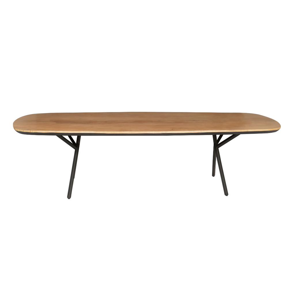 Esstisch Rois Natur– Massiver Holztisch aus Mangoholz, Oval 240x100 cm