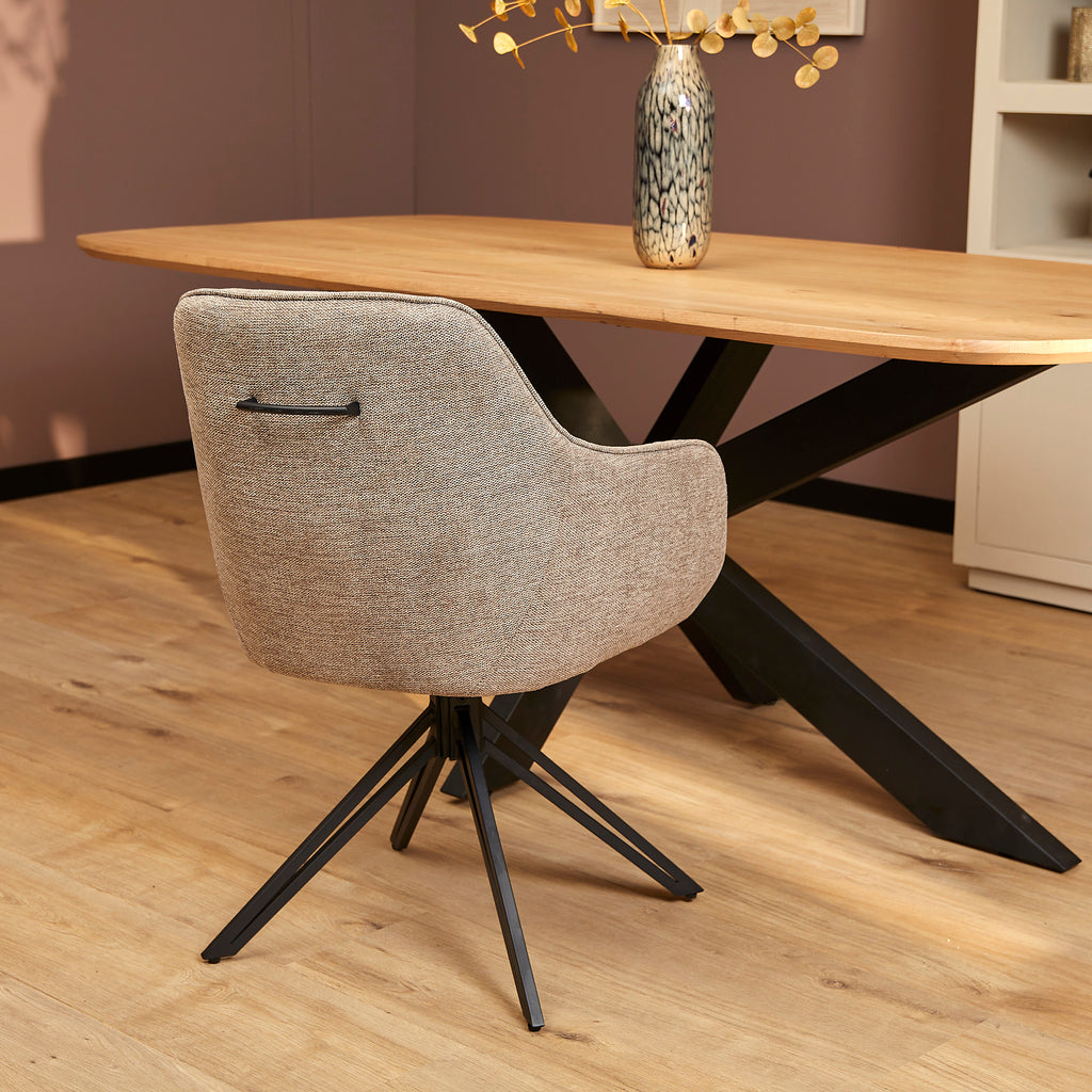 Esszimmerstuhl Jamey Braun – Drehstuhl mit Memory-Funktion & schwarzem Metallgestell, 60×62×85 cm, moderner Komfortstuhl