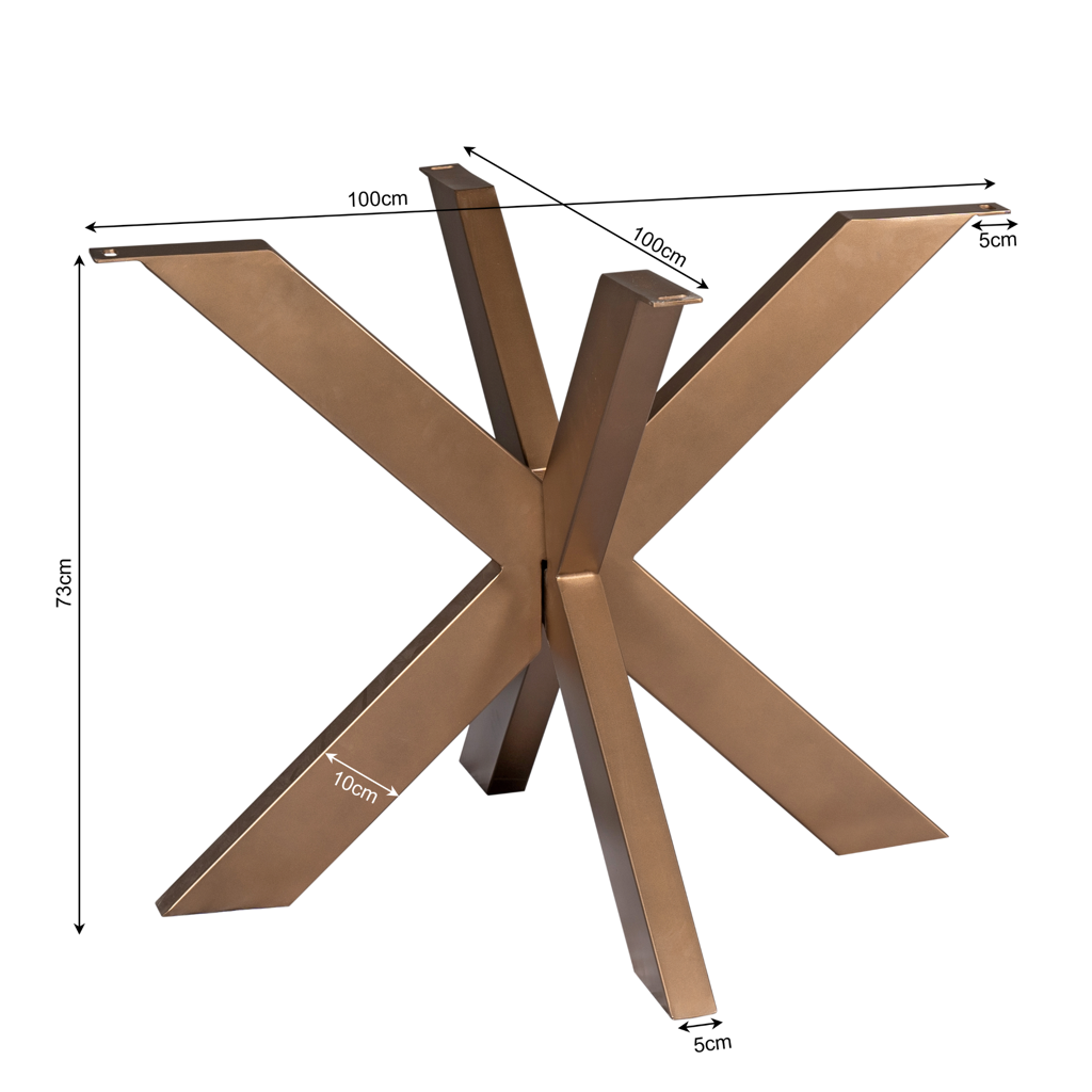Matrix-Tischgestell Bronze – Metallfuß für runde Tischplatten Ø110–150 cm, 100×100×73 cm
