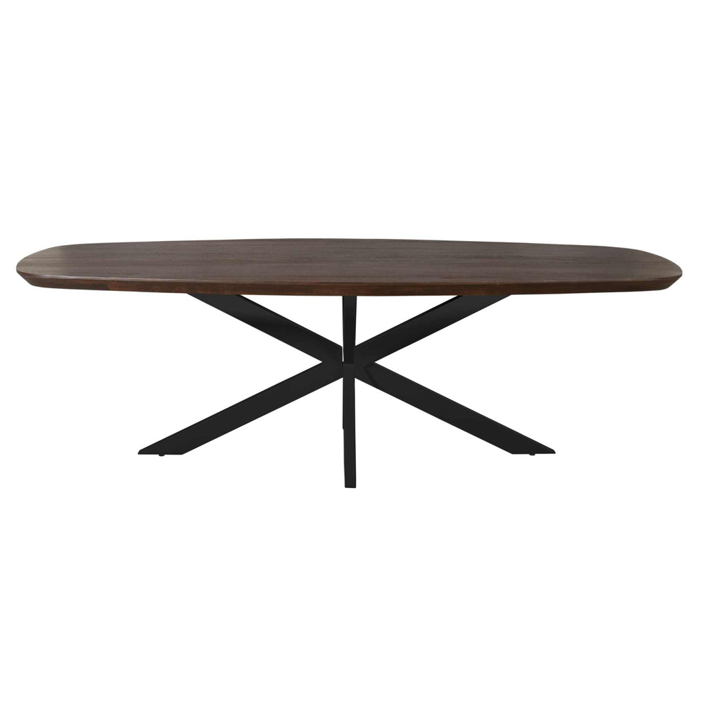 Esstisch Mandy Braun – Mangoholz massiv, Oval 240 x 110 x 76 cm
