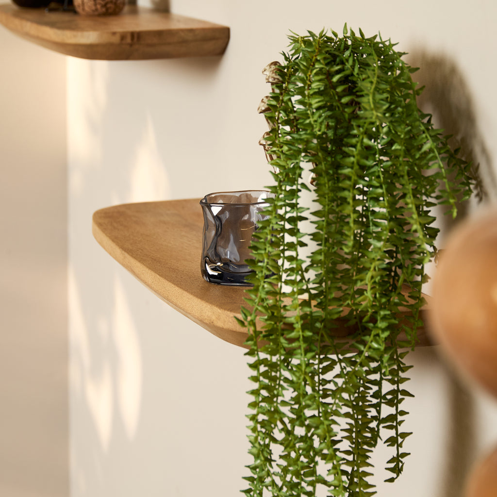 Wandregal-Set Gusta 60 x 20 x 15 cm – Massives Mangoholz, Naturfinish